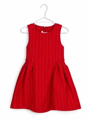 LC Waikiki Red Sparkly Striped Kids Dress with Pleated Skirt 3/4Y EUC